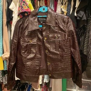 Who What Wear Crocodile Print Trucker Jacket